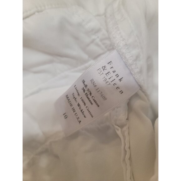 Frank & Eileen Wicklow The Italian Chino Cropped Raw Hem White Twill Pants Sz 10 - Picture 11 of 11
